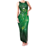 Aotearoa New Zealand New Year Family Matching Tank Maxi Dress and Hawaiian Shirt Tribal Koru Tattoo Green Galaxy Maori Silver Fern