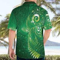 Aotearoa New Zealand New Year Hawaiian Shirt Tribal Koru Tattoo Green Galaxy Maori Silver Fern
