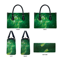 Aotearoa New Zealand New Year Leather Bag Tribal Koru Tattoo Green Galaxy Maori Silver Fern