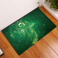 Aotearoa New Zealand New Year Rubber Doormat Tribal Koru Tattoo Green Galaxy Maori Silver Fern