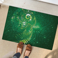 Aotearoa New Zealand New Year Rubber Doormat Tribal Koru Tattoo Green Galaxy Maori Silver Fern