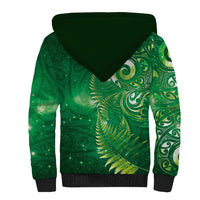 Aotearoa New Zealand New Year Sherpa Hoodie Tribal Koru Tattoo Green Galaxy Maori Silver Fern