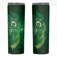 Aotearoa New Zealand New Year Skinny Tumbler Tribal Koru Tattoo Green Galaxy Maori Silver Fern