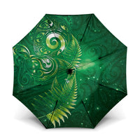 Aotearoa New Zealand New Year Umbrella Tribal Koru Tattoo Green Galaxy Maori Silver Fern