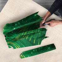 Aotearoa New Zealand New Year Umbrella Tribal Koru Tattoo Green Galaxy Maori Silver Fern