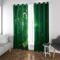 Aotearoa New Zealand New Year Window Curtain Tribal Koru Tattoo Green Galaxy Maori Silver Fern