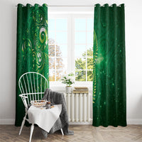 Aotearoa New Zealand New Year Window Curtain Tribal Koru Tattoo Green Galaxy Maori Silver Fern