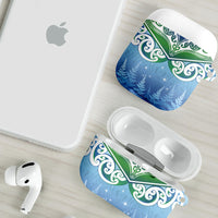 Aotearoa New Zealand New Year AirPods Case Maori Motifs with Silver Fern and Matariki Stars