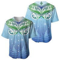 Aotearoa New Zealand New Year Baseball Jersey Maori Motifs with Silver Fern and Matariki Stars
