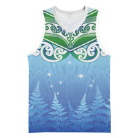 Aotearoa New Zealand New Year Basketball Jersey Maori Motifs with Silver Fern and Matariki Stars