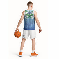 Aotearoa New Zealand New Year Basketball Jersey Maori Motifs with Silver Fern and Matariki Stars