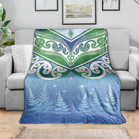 Aotearoa New Zealand New Year Blanket Maori Motifs with Silver Fern and Matariki Stars