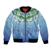 Aotearoa New Zealand New Year Bomber Jacket Maori Motifs with Silver Fern and Matariki Stars