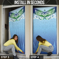 Aotearoa New Zealand New Year Door Cover Maori Motifs with Silver Fern and Matariki Stars