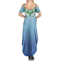 Aotearoa New Zealand New Year Family Matching Summer Maxi Dress and Hawaiian Shirt Maori Motifs with Silver Fern and Matariki Stars