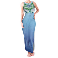 Aotearoa New Zealand New Year Family Matching Tank Maxi Dress and Hawaiian Shirt Maori Motifs with Silver Fern and Matariki Stars LT03 Mom's Dress Multicolor - Polynesian Pride