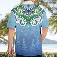 Aotearoa New Zealand New Year Hawaiian Shirt Maori Motifs with Silver Fern and Matariki Stars