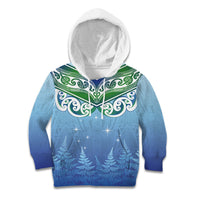 Aotearoa New Zealand New Year Kid Hoodie Maori Motifs with Silver Fern and Matariki Stars