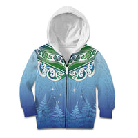 Aotearoa New Zealand New Year Kid Hoodie Maori Motifs with Silver Fern and Matariki Stars