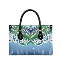 Aotearoa New Zealand New Year Leather Bag Maori Motifs with Silver Fern and Matariki Stars