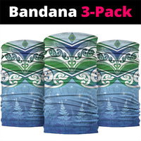 Aotearoa New Zealand New Year Neck Gaiter Maori Motifs with Silver Fern and Matariki Stars
