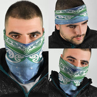 Aotearoa New Zealand New Year Neck Gaiter Maori Motifs with Silver Fern and Matariki Stars