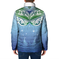 Aotearoa New Zealand New Year Padded Jacket Maori Motifs with Silver Fern and Matariki Stars