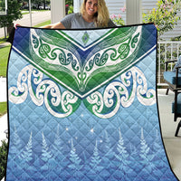Aotearoa New Zealand New Year Quilt Maori Motifs with Silver Fern and Matariki Stars