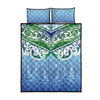 Aotearoa New Zealand New Year Quilt Bed Set Maori Motifs with Silver Fern and Matariki Stars
