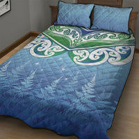 Aotearoa New Zealand New Year Quilt Bed Set Maori Motifs with Silver Fern and Matariki Stars