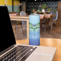 Aotearoa New Zealand New Year Skinny Tumbler Maori Motifs with Silver Fern and Matariki Stars