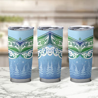 Aotearoa New Zealand New Year Tumbler Cup Maori Motifs with Silver Fern and Matariki Stars