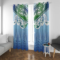 Aotearoa New Zealand New Year Window Curtain Maori Motifs with Silver Fern and Matariki Stars