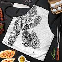 Aotearoa Moko Tribal Tattoo Apron New Zealand Maori Penguin and Fantail White Color