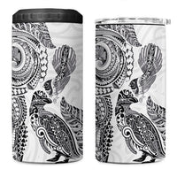 Aotearoa Moko Tribal Tattoo 4 in 1 Can Cooler Tumbler New Zealand Maori Penguin and Fantail White Color
