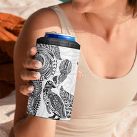 Aotearoa Moko Tribal Tattoo 4 in 1 Can Cooler Tumbler New Zealand Maori Penguin and Fantail White Color