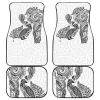 Aotearoa Moko Tribal Tattoo Car Mats New Zealand Maori Penguin and Fantail White Color