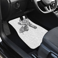 Aotearoa Moko Tribal Tattoo Car Mats New Zealand Maori Penguin and Fantail White Color