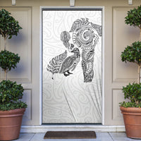 Aotearoa Moko Tribal Tattoo Door Cover New Zealand Maori Penguin and Fantail White Color LT03 White - Polynesian Pride