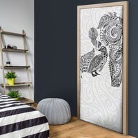 Aotearoa Moko Tribal Tattoo Door Cover New Zealand Maori Penguin and Fantail White Color LT03 - Polynesian Pride