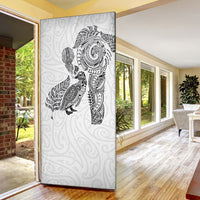 Aotearoa Moko Tribal Tattoo Door Cover New Zealand Maori Penguin and Fantail White Color LT03 - Polynesian Pride