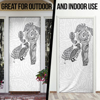 Aotearoa Moko Tribal Tattoo Door Cover New Zealand Maori Penguin and Fantail White Color LT03 - Polynesian Pride