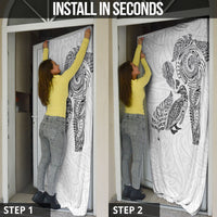 Aotearoa Moko Tribal Tattoo Door Cover New Zealand Maori Penguin and Fantail White Color LT03 - Polynesian Pride