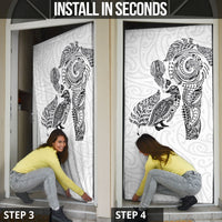 Aotearoa Moko Tribal Tattoo Door Cover New Zealand Maori Penguin and Fantail White Color LT03 - Polynesian Pride