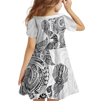 Aotearoa Moko Tribal Tattoo Family Matching Tank Maxi Dress and Hawaiian Shirt New Zealand Maori Penguin and Fantail White Color LT03 - Polynesian Pride