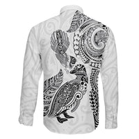 Aotearoa Moko Tribal Tattoo Family Matching Tank Maxi Dress and Hawaiian Shirt New Zealand Maori Penguin and Fantail White Color LT03 - Polynesian Pride