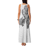 Aotearoa Moko Tribal Tattoo Family Matching Tank Maxi Dress and Hawaiian Shirt New Zealand Maori Penguin and Fantail White Color LT03 - Polynesian Pride