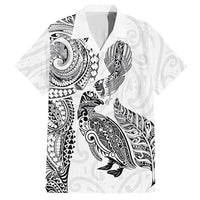 Aotearoa Moko Tribal Tattoo Hawaiian Shirt New Zealand Maori Penguin and Fantail White Color LT03 White - Polynesian Pride