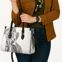 Aotearoa Moko Tribal Tattoo Leather Bag New Zealand Maori Penguin and Fantail White Color