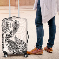 Aotearoa Moko Tribal Tattoo Luggage Cover New Zealand Maori Penguin and Fantail White Color LT03 White - Polynesian Pride